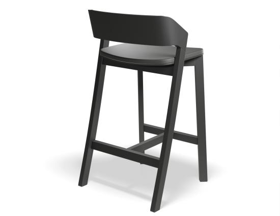 Merano Kitchen Stool - Black Stained - Black Pad - by TON
