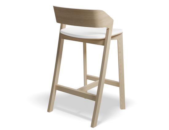 Merano Stool - Natural Oak - White Pad - by TON