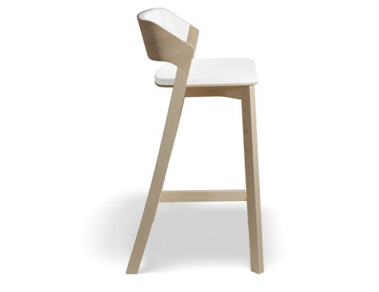 Merano Stool - Natural Oak - White Pad - by TON