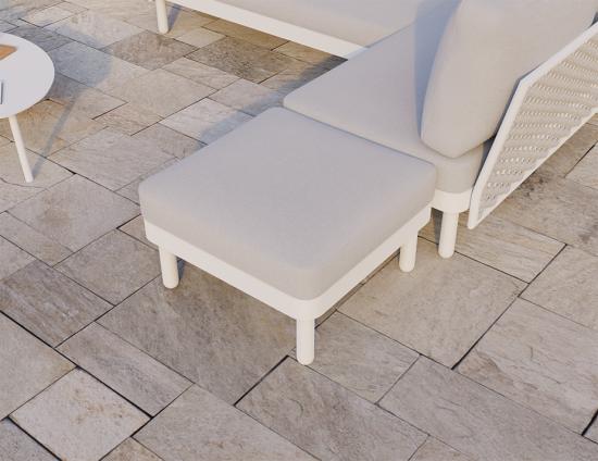 Siano Modular Pouf - Outdoor - White - Light Grey Cushion