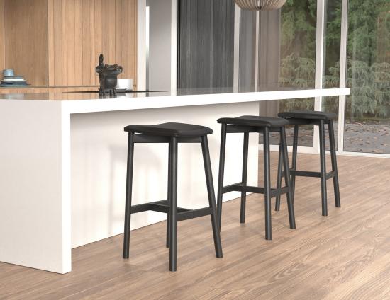 Andi Backless Bar Stool - Black - Upholstered