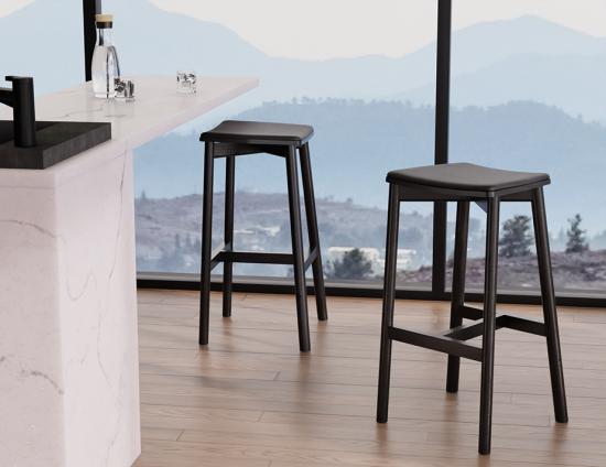 Andi Backless Bar Stool - Black - Upholstered