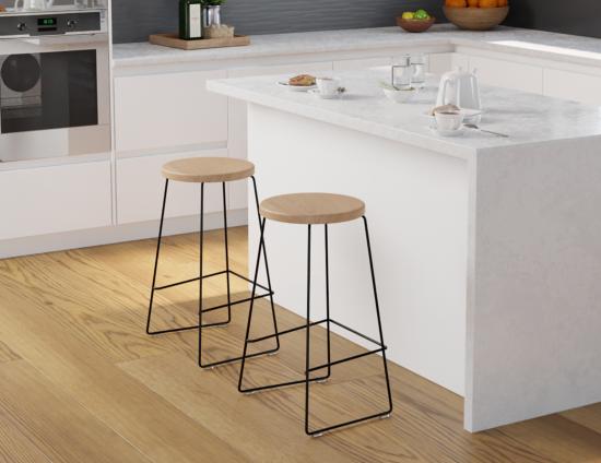 Hugo Bar Stool - Black - Natural Seat