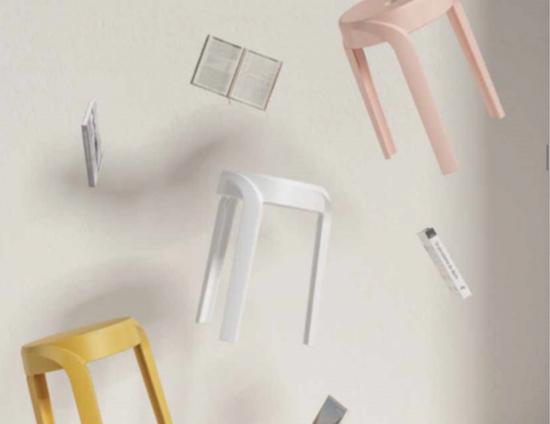Swirl Stool - Pale Blue