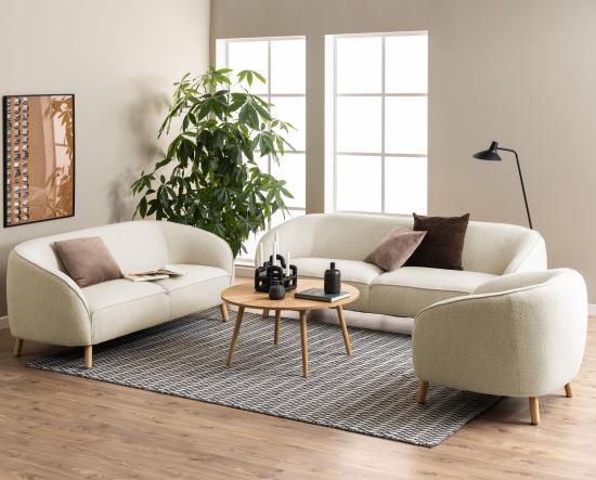 Willow Lounge Chair - Oak - Ivory Cream Fabric