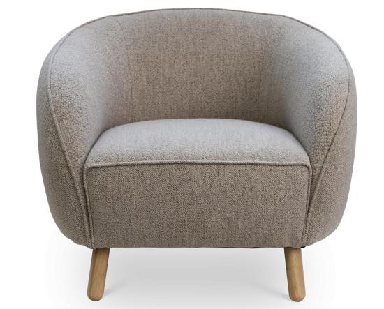 Willow Lounge Chair - Oak Legs - Oyster Grey Fabric