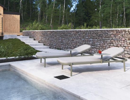 Verano Sun Lounge - Eucalyptus Green - with Side Table