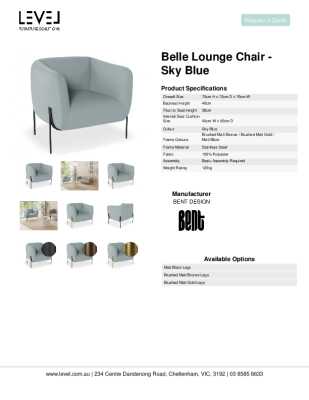 Tear Sheet: Belle Lounge Chair - Sky Blue