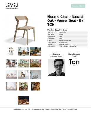 Tear Sheet: Merano Chair - Natural Oak - Veneer Seat - by TON