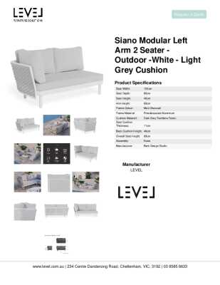 Tear Sheet: Siano Modular Left Arm 2 Seater - Outdoor -White - Light Grey Cushion